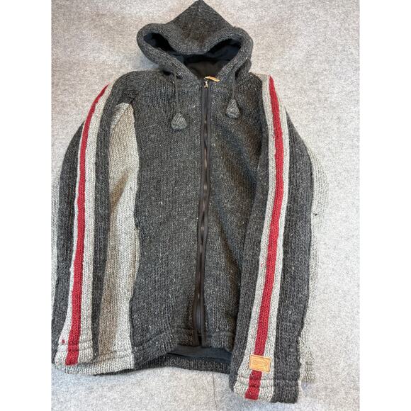 Kyber Outerwear Full Zip Hoodie Sweater Mens XL Gray Red Knit Classic Outdoor - Picture 1 of 6